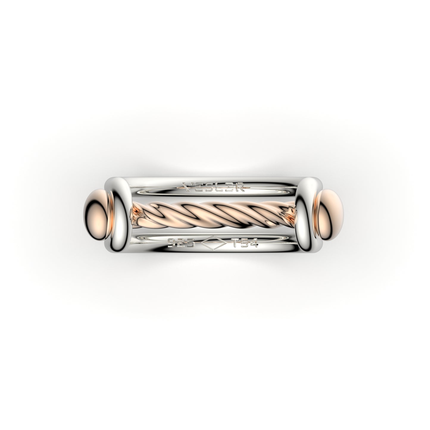 Bague Switch en argent et bronze pont torsadé poli - VESLER