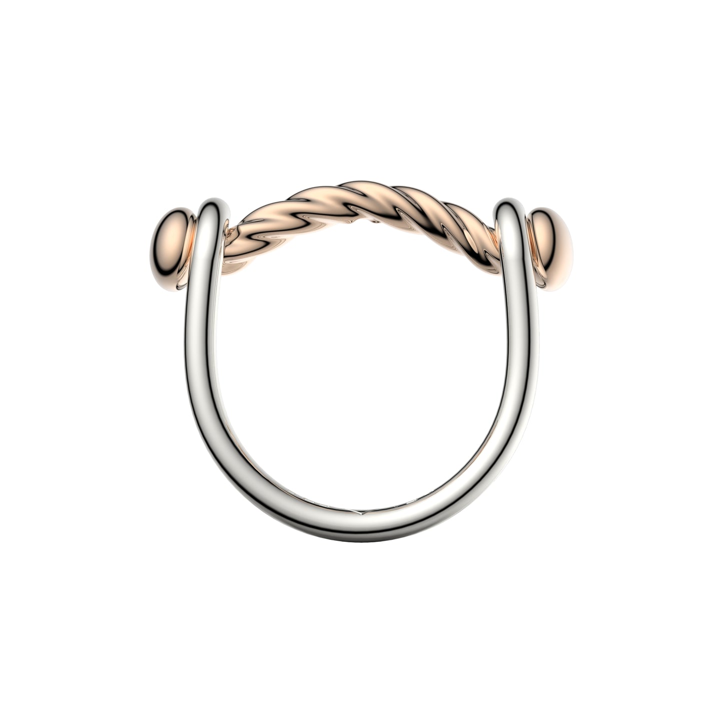 Bague Switch en argent et bronze pont torsadé poli - VESLER