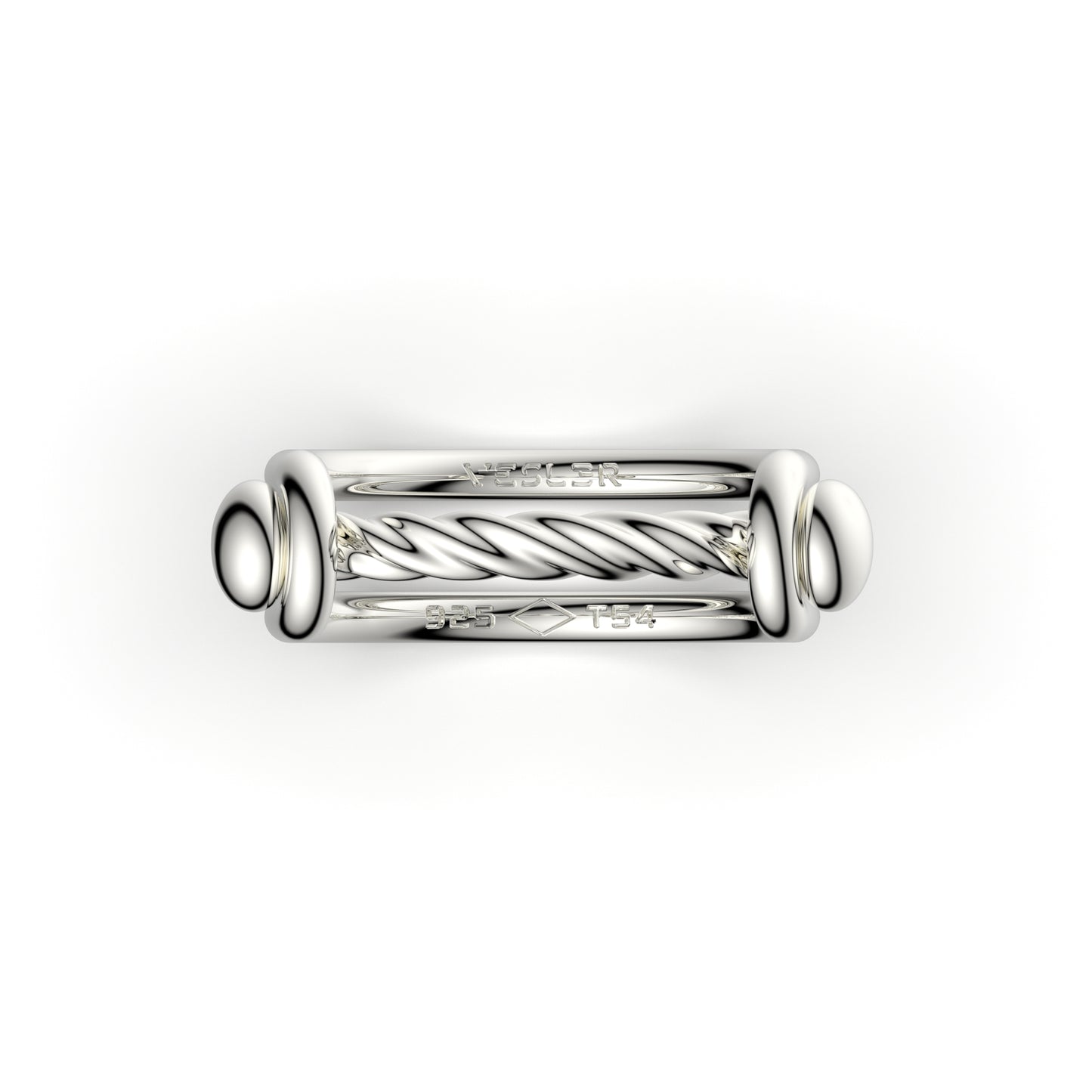 Bague Switch en argent massif pont torsadé poli - VESLER
