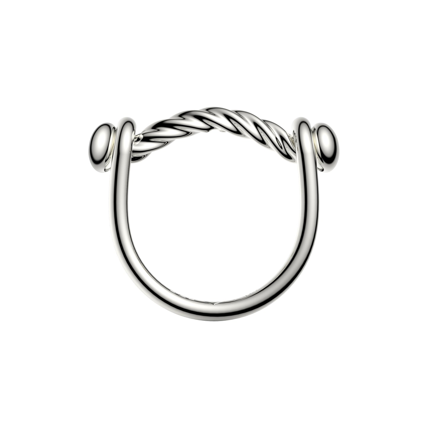 Bague Switch en argent massif pont torsadé poli - VESLER