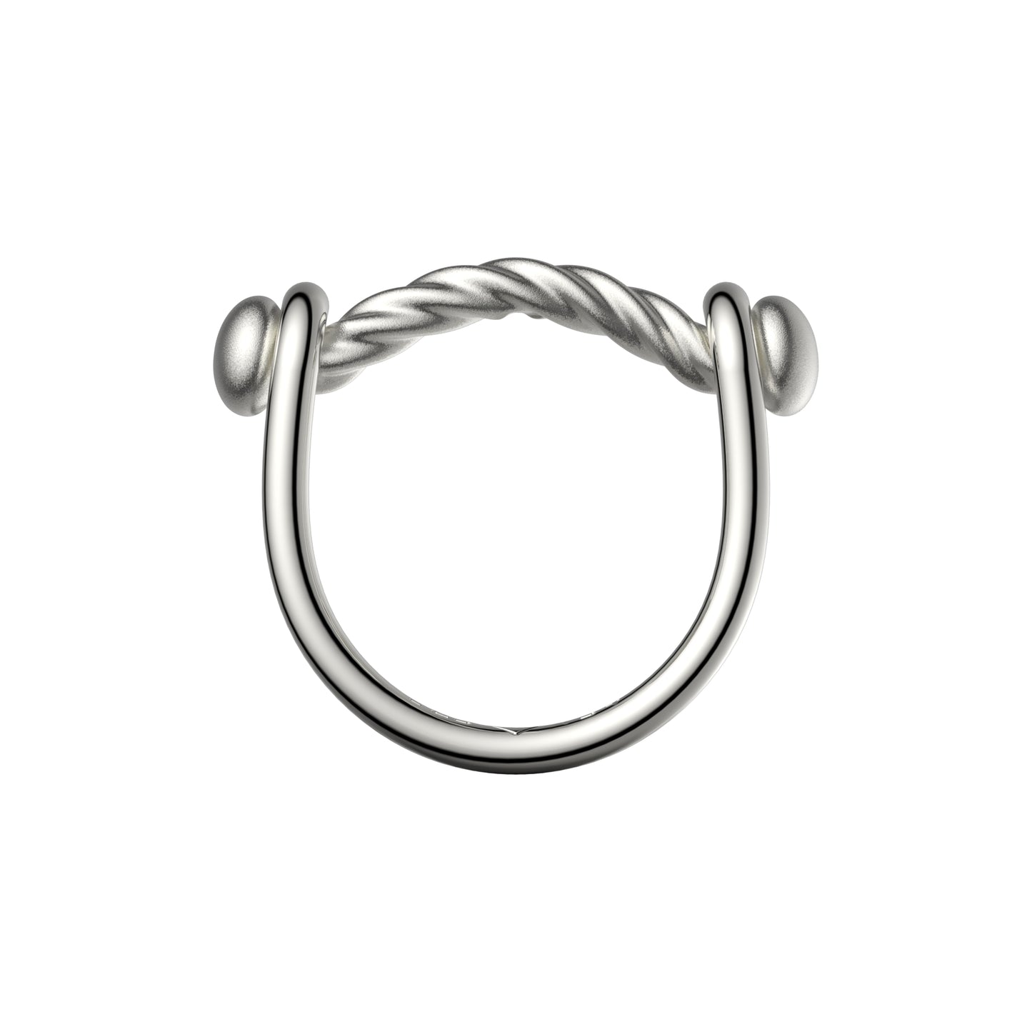 Bague Switch en argent massif pont torsadé satiné - VESLER