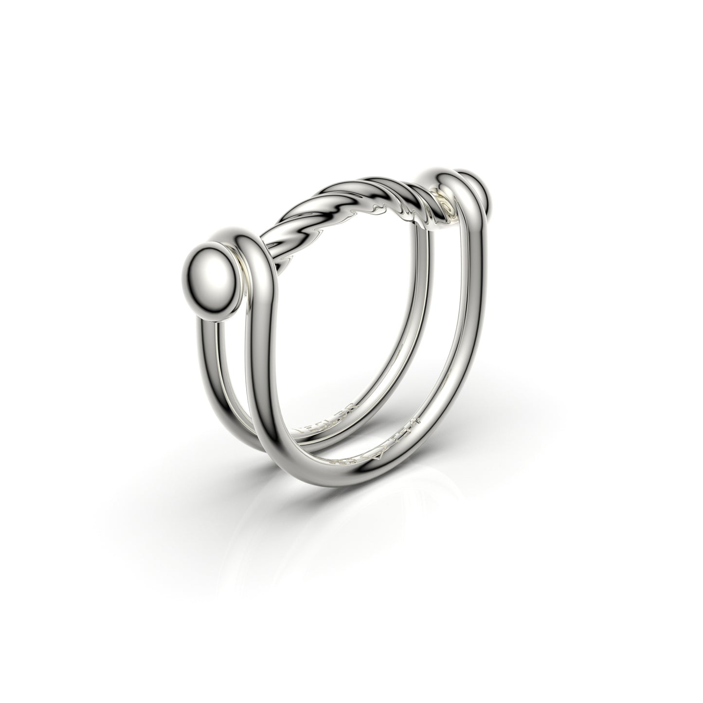 Bague Switch en argent massif pont torsadé poli - VESLER