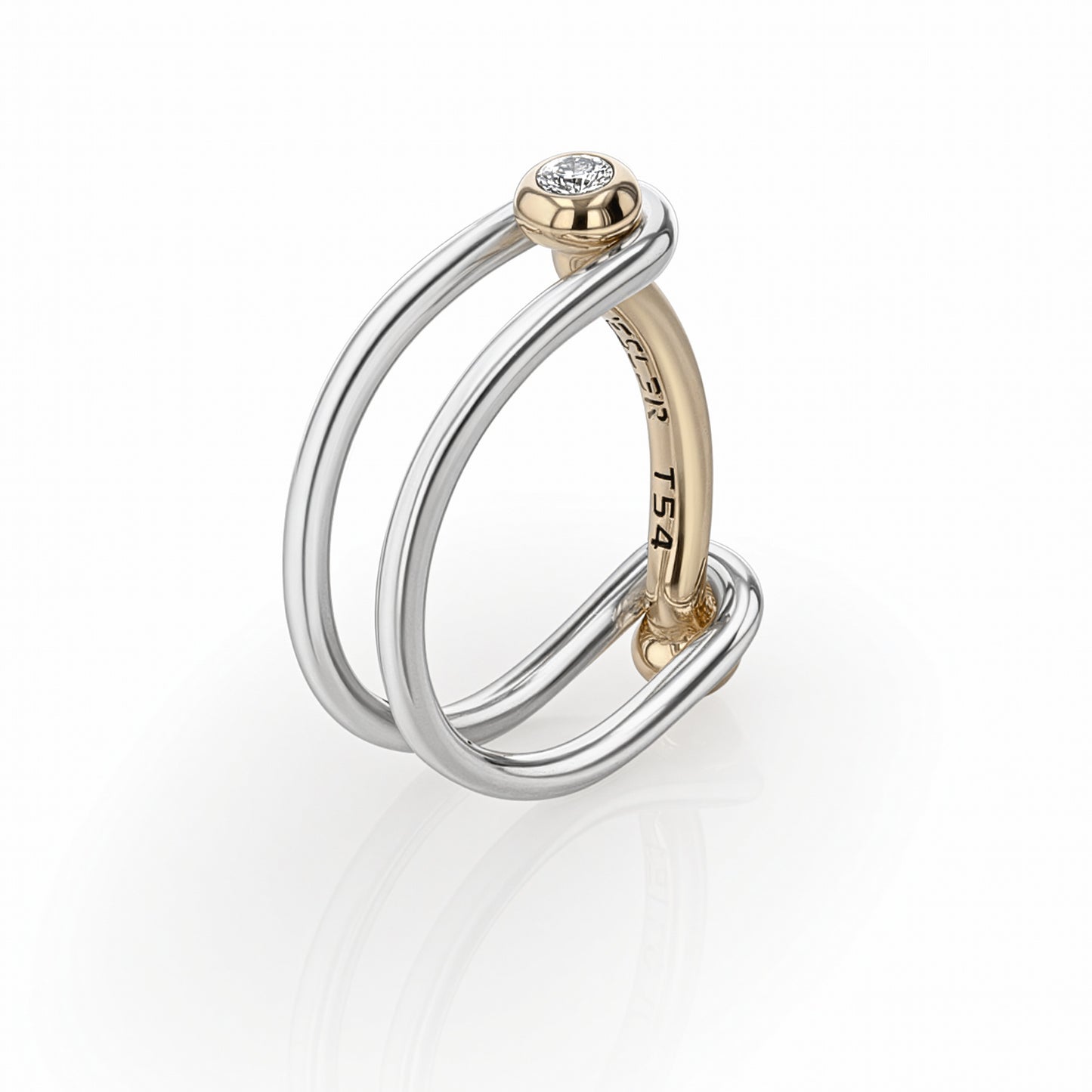 Bague Switch en argent et bronze serti d'un diamant