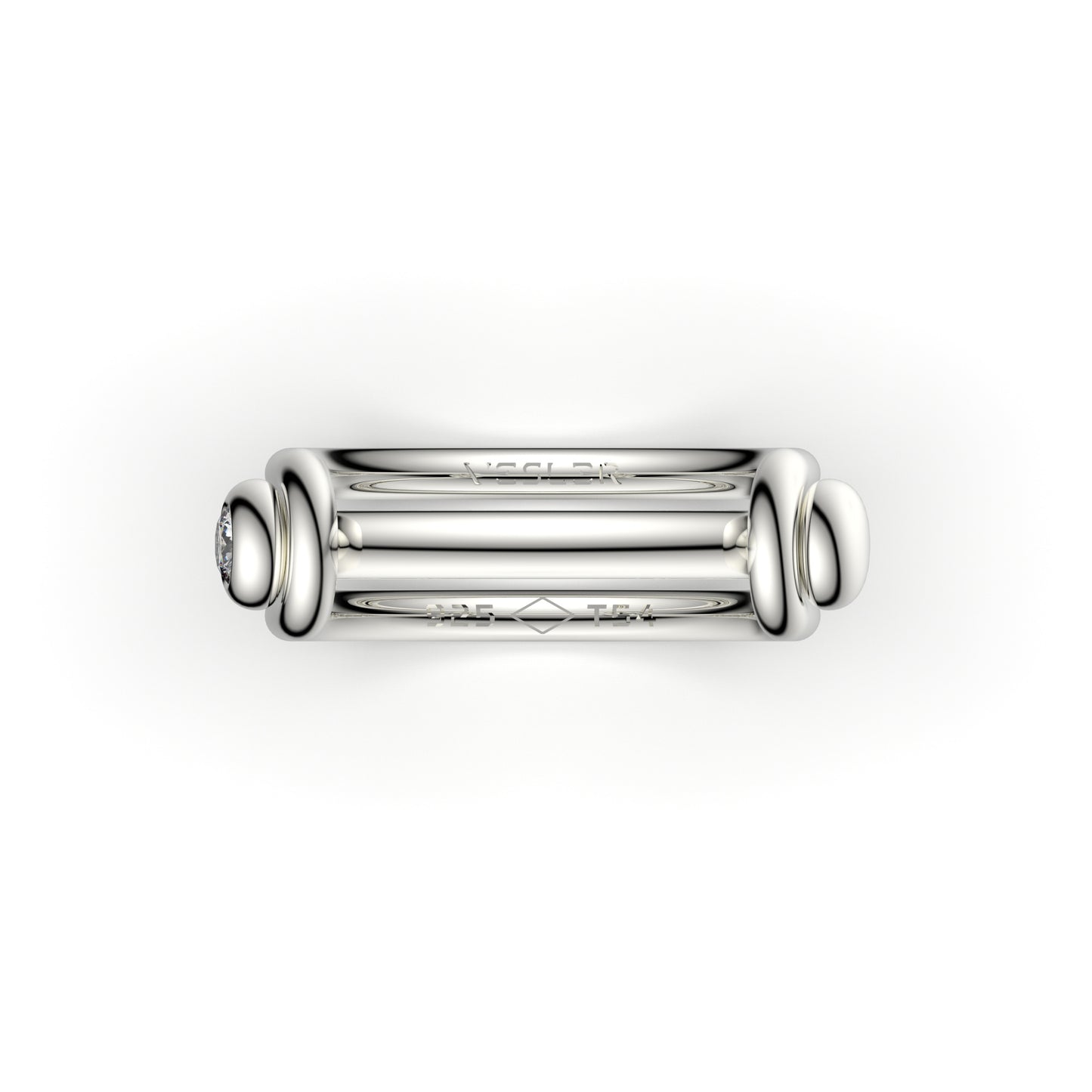 Bague Switch en argent avec pont serti d'un diamant - VESLER