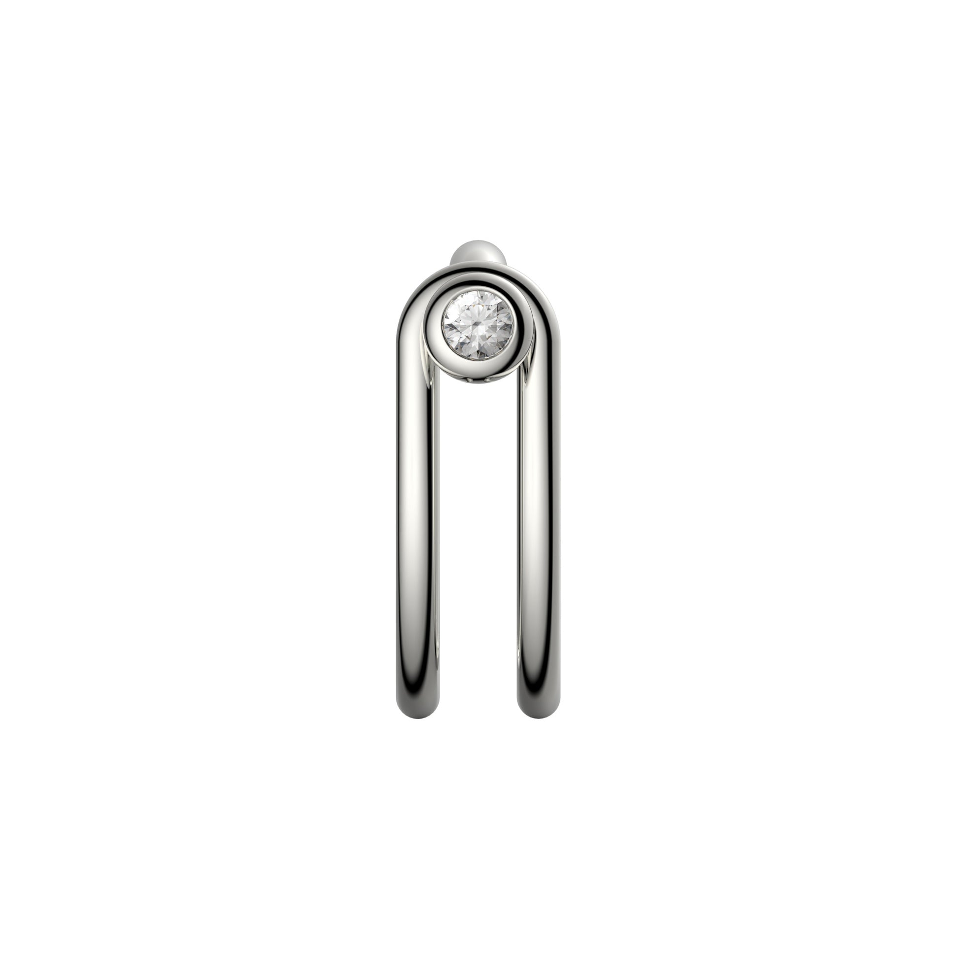 Bague Switch en argent avec pont serti d'un diamant - VESLER